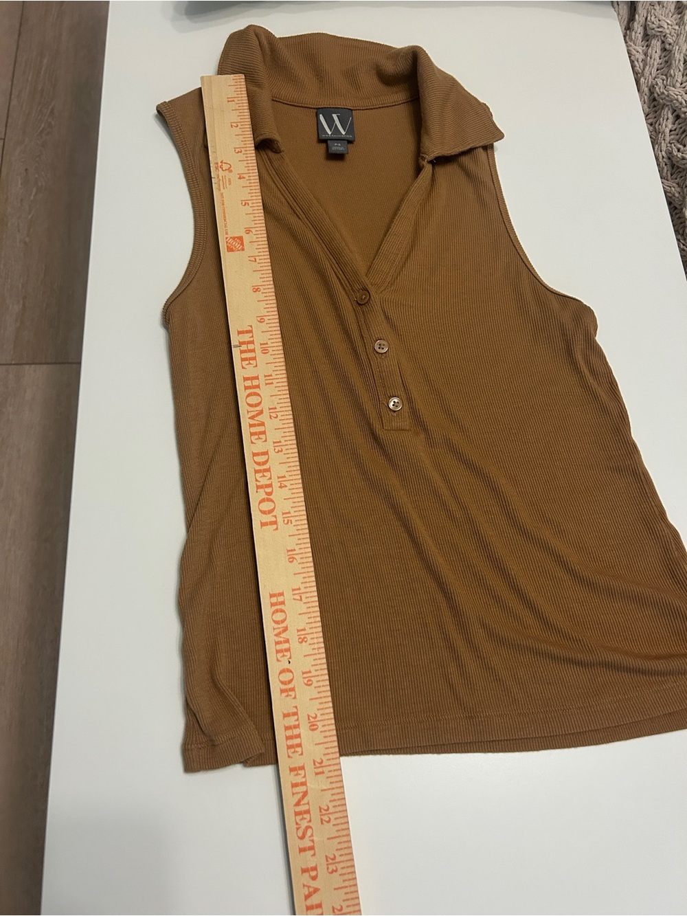 Worthington Ribbed Polo Tank Top - Caramel Brown SP - Picture 4 of 4